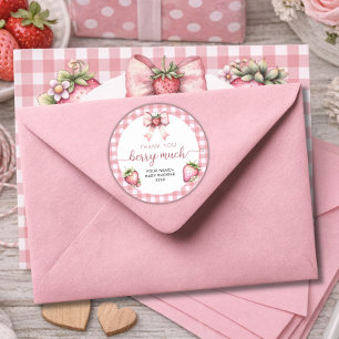 Gingham-Beeren-Baby-Shower  Runder Aufkleber