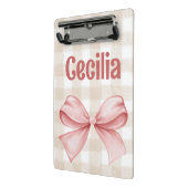 Gingham, beige und rosa, mit Aquarellbogen Mini Klemmbrett (Gewinkelt2)