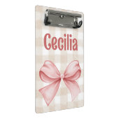 Gingham, beige und rosa, mit Aquarellbogen Mini Klemmbrett (Schrägansicht)