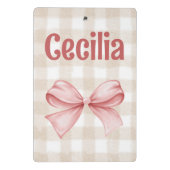 Gingham, beige und rosa, mit Aquarellbogen Mini Klemmbrett (Rückseite)