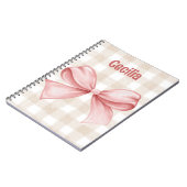 Gingham, beige und rosa, mit Aquarellbogen Notizblock (Linke Seite)