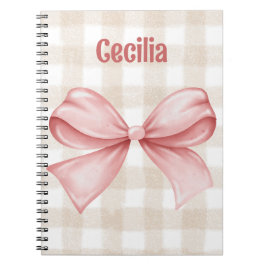 Gingham, beige und rosa, mit Aquarellbogen Notizblock