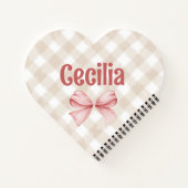 Gingham, beige und rosa, mit Aquarellbogen Notizblock (Rückseite)