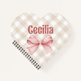 Gingham, beige und rosa, mit Aquarellbogen Notizblock