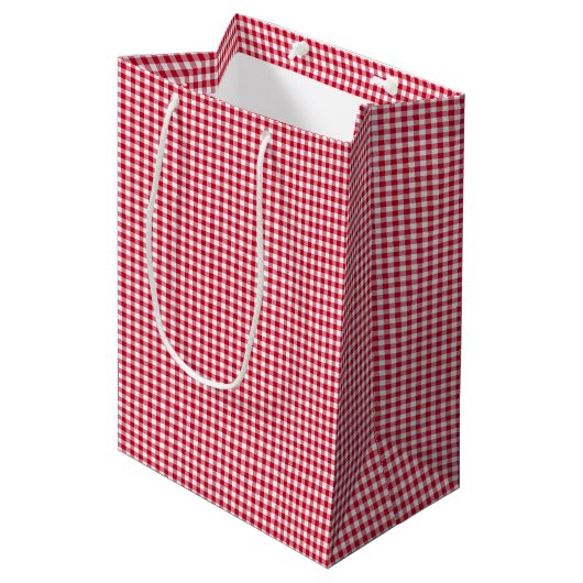 Gingham-Berry-Red-Gift-Bag Mittlere Geschenktüte (Vorderseite Schrägansicht)