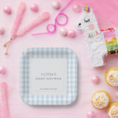 Gingham Blau Baby Shower Party Pappteller (Party)