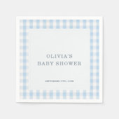 Gingham Blau Baby Shower Party Serviette (Vorderseite)