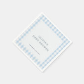 Gingham Blau Baby Shower Party Serviette (Ecke)