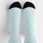 Gingham Blue and White Plaid  Custom Name Rustic Socken (Oben)