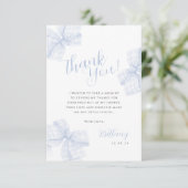 Gingham Blue Bow Baby Shower Thank You Card Dankeskarte (Stehend Vorderseite)