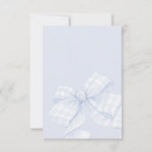 Gingham Blue Bow Baby Shower Thank You Card Dankeskarte (Rückseite)