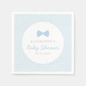 Gingham Blue-Bow-Krawatte-Babydusche Serviette (Vorderseite)