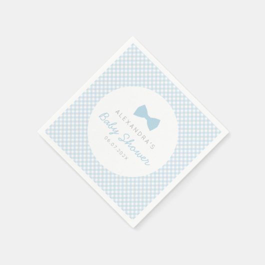 Gingham Blue-Bow-Krawatte-Babydusche Serviette (Ecke)