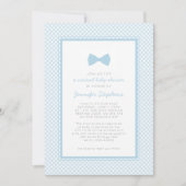 Gingham Blue Bow Krawatte Virtual Baby Dusche Einladung (Vorderseite)
