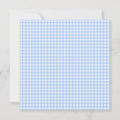 Gingham Blue Checkered Kariert Baby Dusche Einladung (Rückseite)