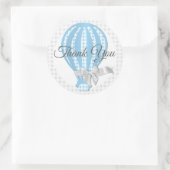Gingham Blue Hot Air Balloon Runder Aufkleber (Tasche)