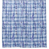 Gingham Blue Kariert Lavender Duschvorhang (Vorderseite)