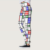 Gingham Blue Red Green Modern Art Grid Legging Leggings (Links)