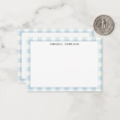 Gingham Blue Simple Modern Thin Border Mitteilungskarte (Vorderseite/Rückseite Beispiel)