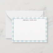 Gingham Blue Simple Modern Thin Border Mitteilungskarte (Vorderseite)