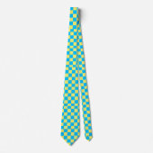 Gingham Blue und Yellow Necktie Krawatte (Vorderseite)