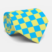 Gingham Blue und Yellow Necktie Krawatte (Gerollt)