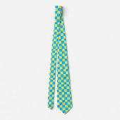 Gingham Blue und Yellow Necktie Krawatte (Rückseite)
