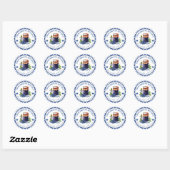 Gingham Blueberry Jam Label Runder Aufkleber (Blatt)