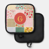 Gingham Blumen Berry Quilt Monogramm Topflappen (Vorderseite/Rückseite)