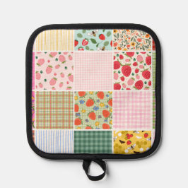 Gingham-Blumen-Rustikale Patchwork-Inspiration Topflappen