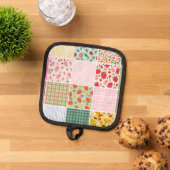Gingham-Blumen-Rustikale Patchwork-Inspiration Topflappen (Oben Unten)