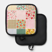 Gingham-Blumen-Rustikale Patchwork-Inspiration Topflappen (Vorderseite/Rückseite)