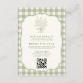 Gingham-Blumen-Schleife QR-Code Baby Shower Alles  Einladung (Rückseite)