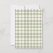 Gingham-Blumen-Schleife Salbei-Grüne Brautparty Einladung (Rückseite)