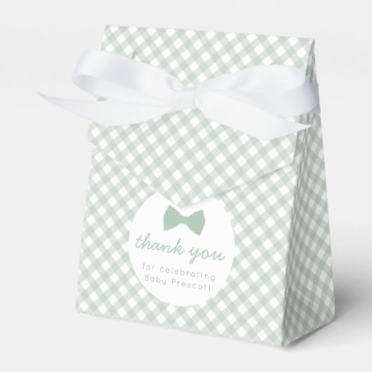 Gingham Bogen Krawatte Babydusche Gefälligkeitsbox Geschenkschachtel (Vorderseite)