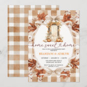 Gingham Boho Kürbis-Haus-Einweihungsparty Einladung (Vorne/Hinten)