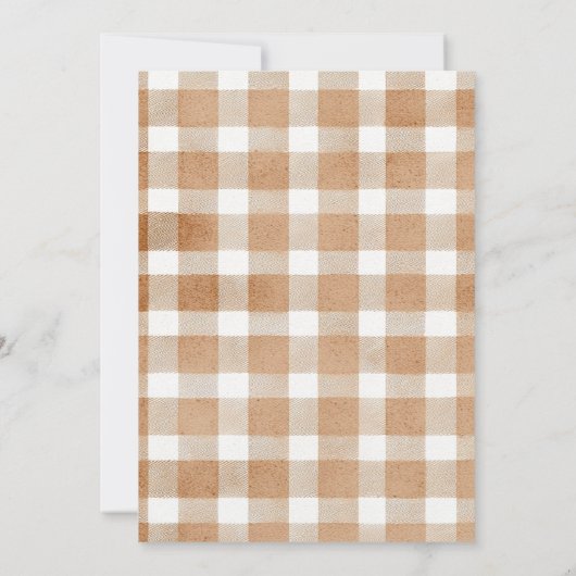 Gingham Boho Pumpkin housewarming party Einladung (Rückseite)