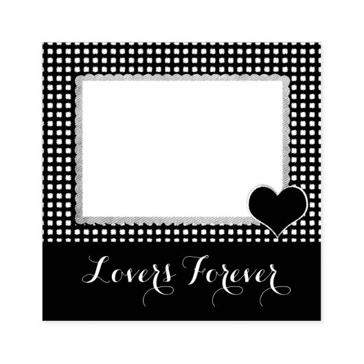 Gingham Border Corner Heart Stamper Custom Text Gummistempel (Prägung)