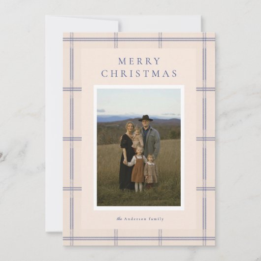 Gingham Border Feiertagskarte (Vorderseite)