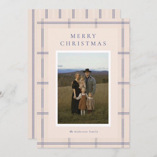 Gingham Border Feiertagskarte (Vorne/Hinten)