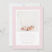 Gingham Bow 4 Frame Photo Birth Announcement Ankündigung (Rückseite)