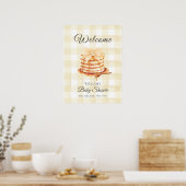 Gingham Bow Pancake Brunch Babydusche Willkommen Poster (Küche)