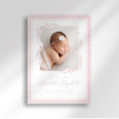 Gingham Bow Photo Birth Announcement Ankündigung