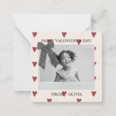 Gingham Bow Red Valentine's Classroom Photo Card Mitteilungskarte (Rückseite)