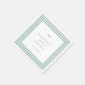 Gingham Bow Sage Green Gender Neutral Baby Dusche Serviette (Ecke)