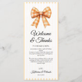 Gingham Bow Wedding Place Setting Thank You Card Programm (Vorderseite)