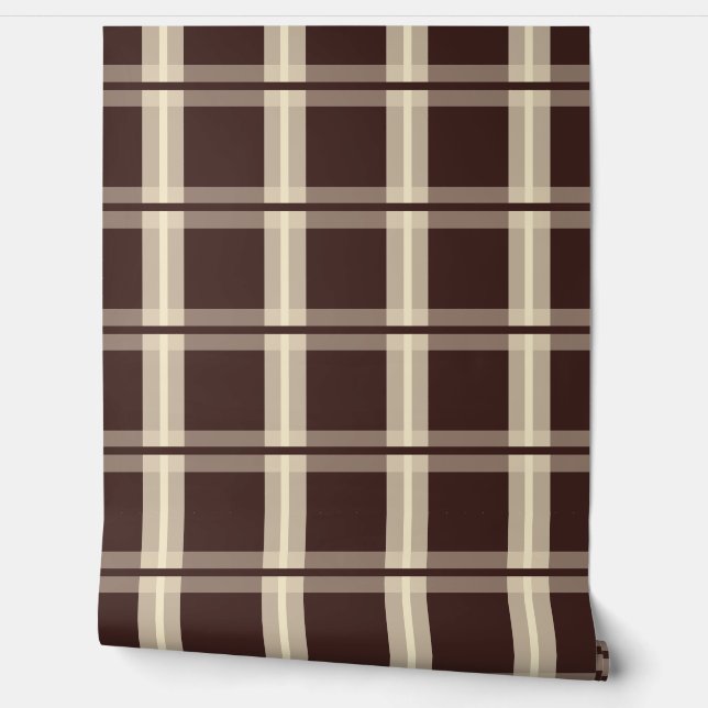 Gingham | Braun & Beige Tapete (Abrollen)