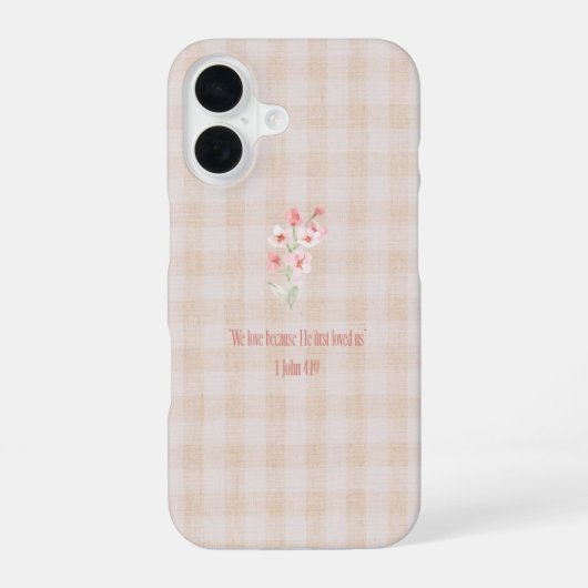 Gingham-Braun-Bibelvers iPhone 16 Handyhülle Hülle (Rückseite)