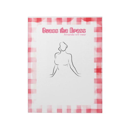Gingham Bride-to-be Guess The Dress Game Notizblock (Rotiert)