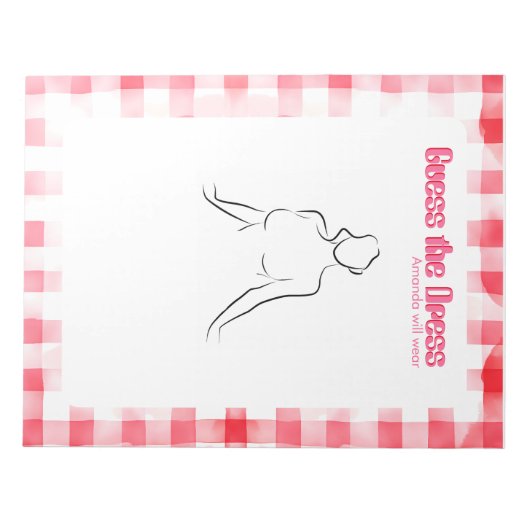 Gingham Bride-to-be Guess The Dress Game Notizblock (Vorderseite)